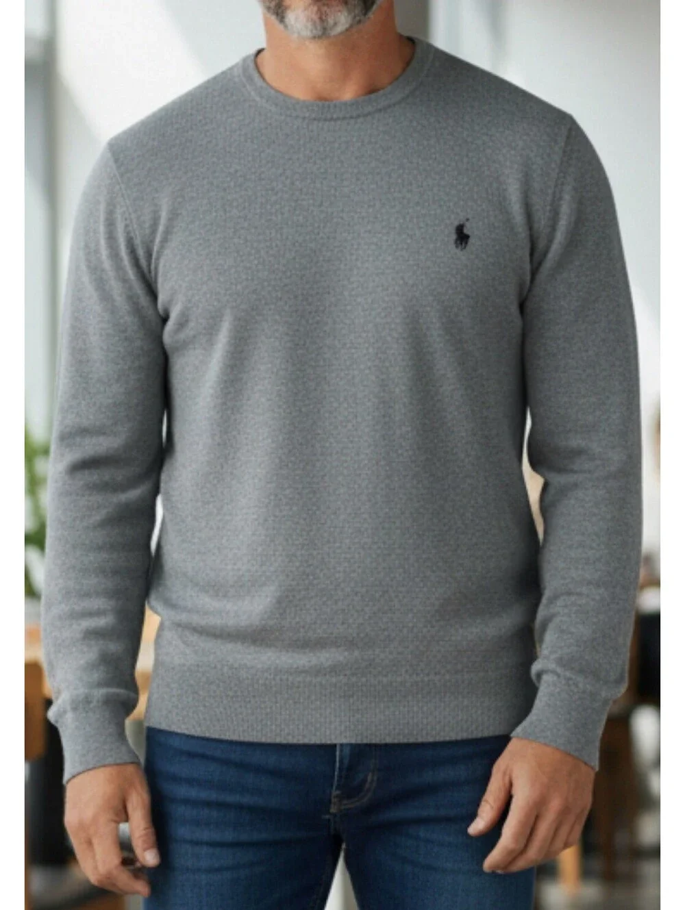 Polo Ralph Lauren Pima Cotton Sweater Men’s XXL Gray Crewneck Knit Pullover